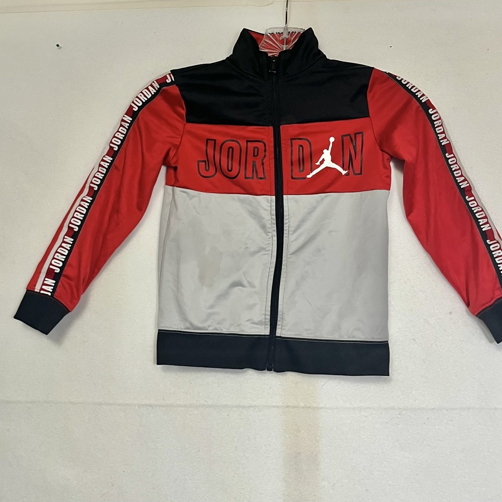 Air Jordan Youth Boys Size M Red Black Full Zip Track Jacket A235-023 420